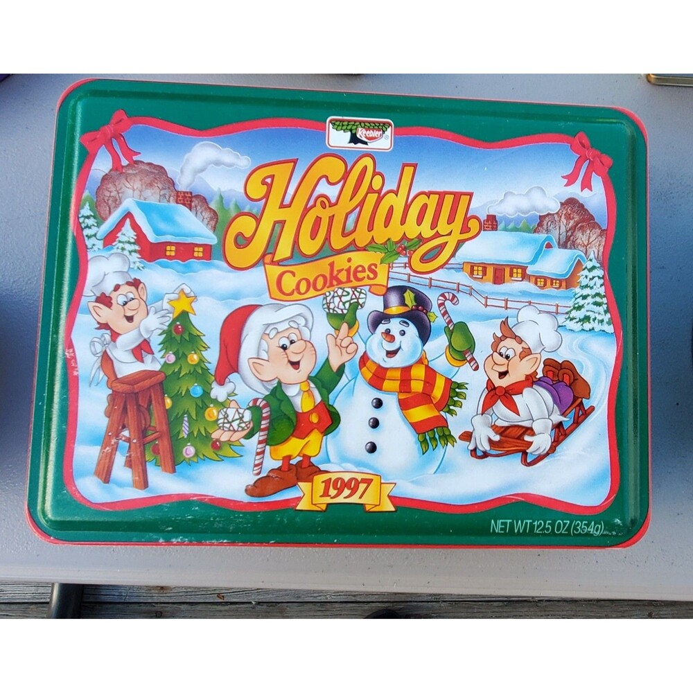 Vintage Keebler Elves 1997 Christmas Tin Holiday Cookie Tin